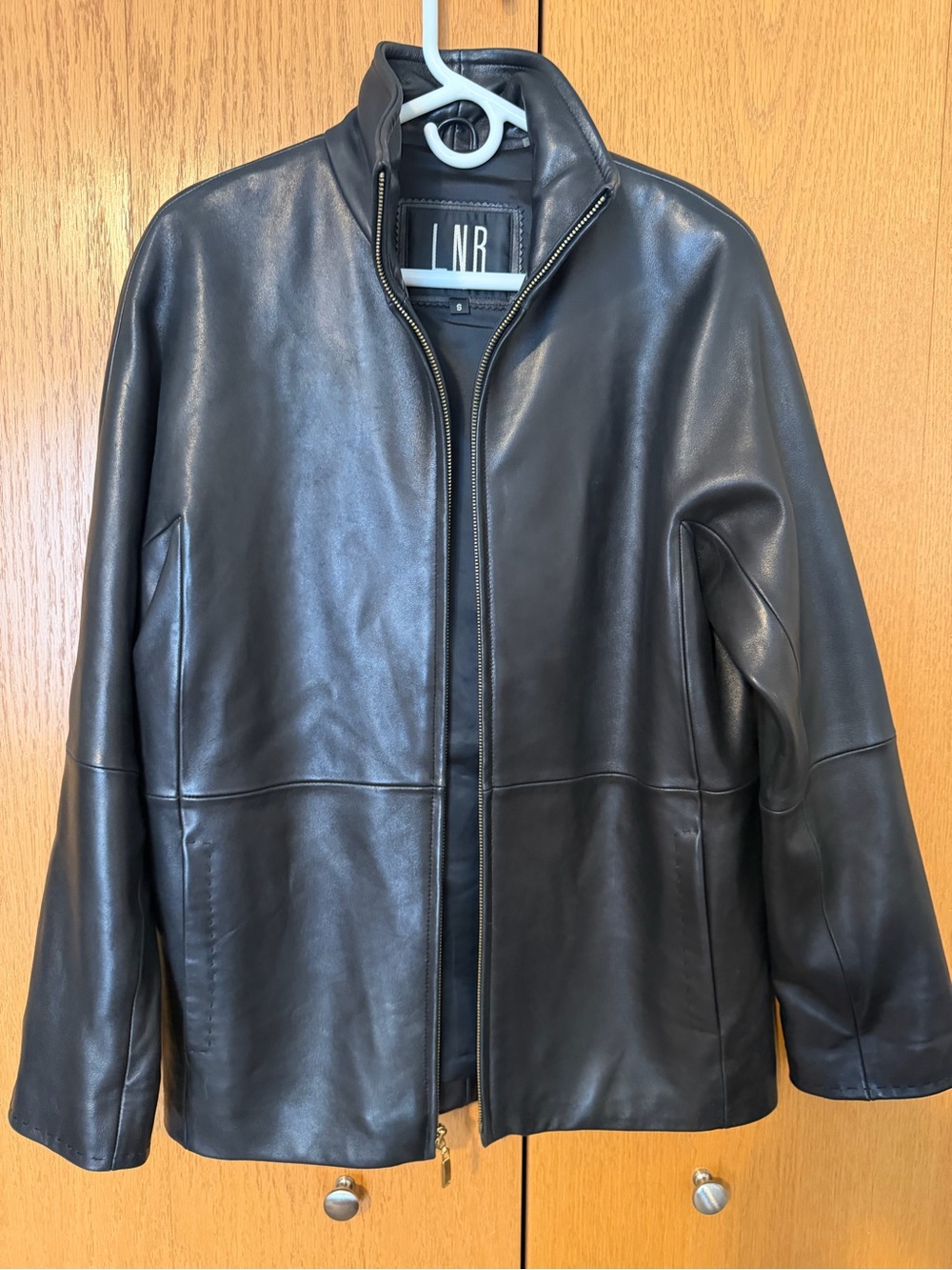 LNR Women's Black Leather Bomber Jacket
